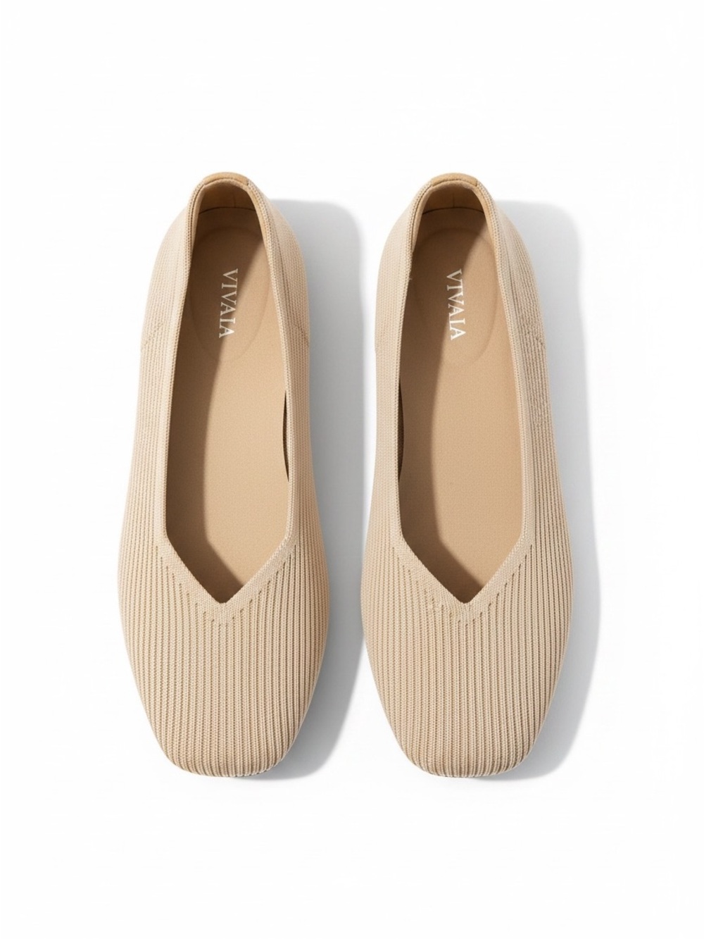 VIVAIA Margot 2.0 Square-Toe V-Cut Flats Almond 8.5 - Picture 2 of 9